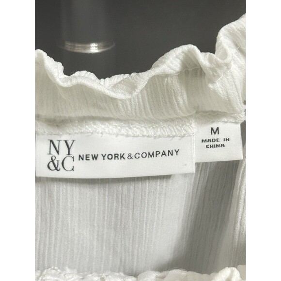 New York & Co Womens M White Embroidered Peasant Top - Picture 5 of 10